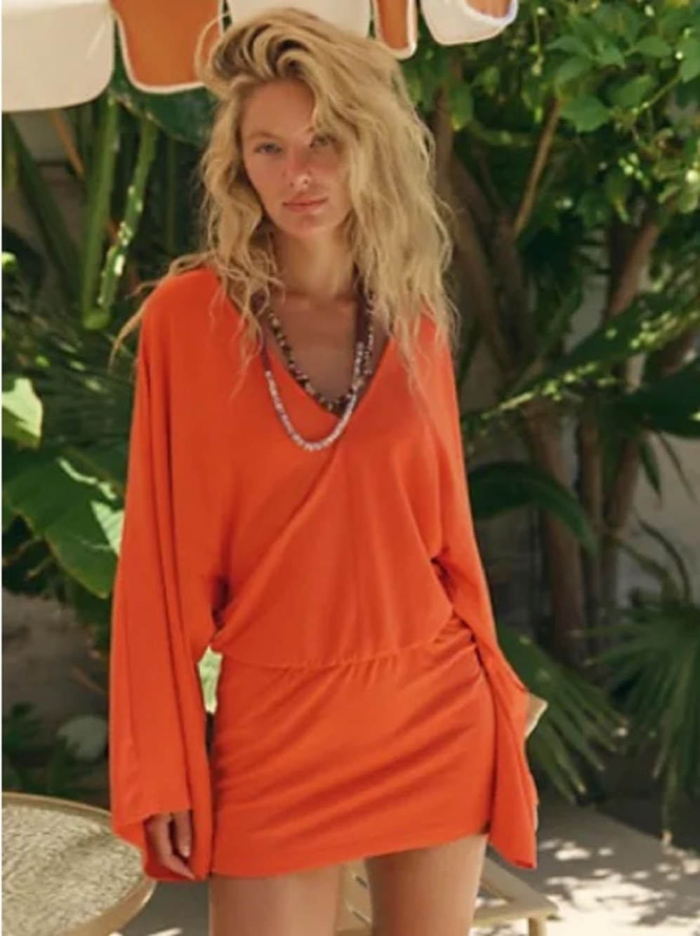 Free People Beach Orange Good Feels V Neck Bodycon Mini Dress Size Small